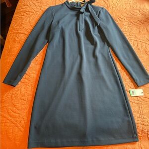 Calvin Klein Dress Women's 6 Navy Sheath Career Front and Back Zip NWT